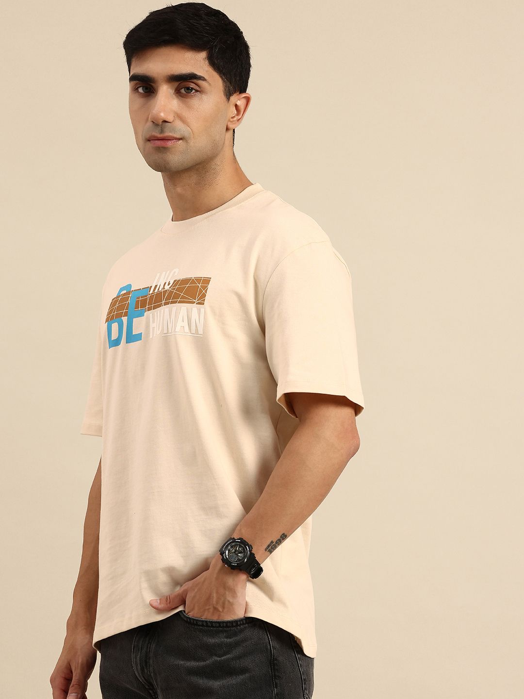 Being Human Brand Logo Printed Pure Cotton T-shirt