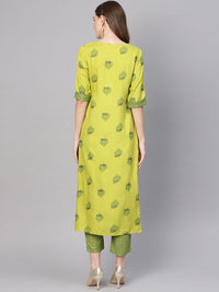 Gerua By Libas Women Green Printed Kurta with Trousers