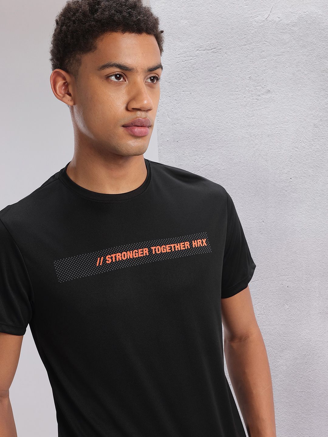 HRX by Hrithik Roshan Twin Collection Typography Printed Rapid-Dry Training T-shirt