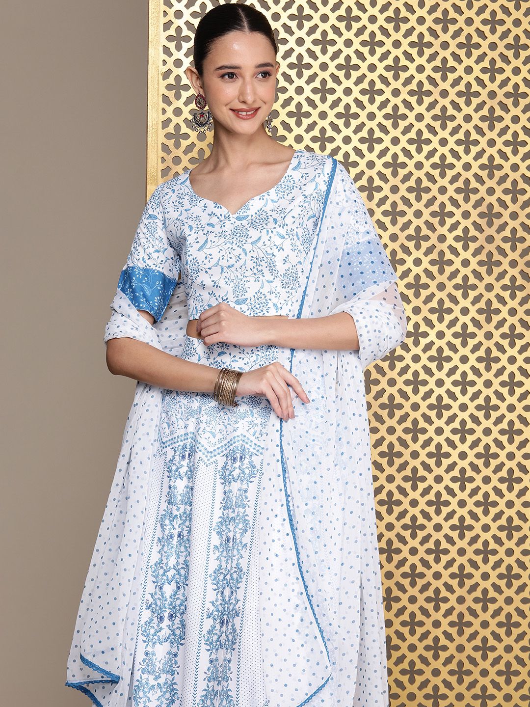 House of Pataudi Jashn Printed Sequinned Ready to Wear Lehenga Choli With Dupatta