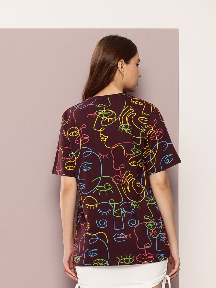 DILLINGER Women's Oversized Crew Neck Printed Tshirt