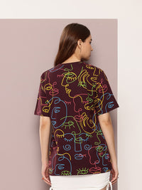 DILLINGER Women's Oversized Crew Neck Printed Tshirt