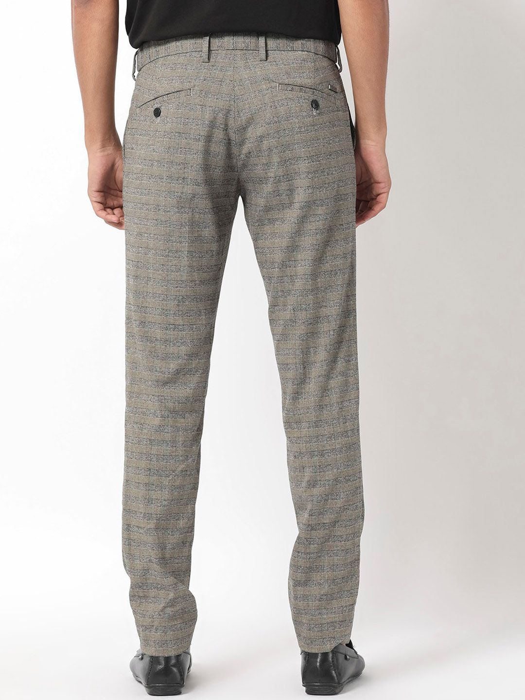 RARE RABBIT Men Vertex Mid-Rise Checked Slim Fit Trouser