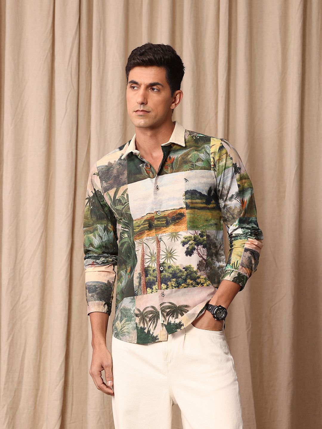 Mr Bowerbird Pure Cotton Tailored Fit Printed Casual Shirt
