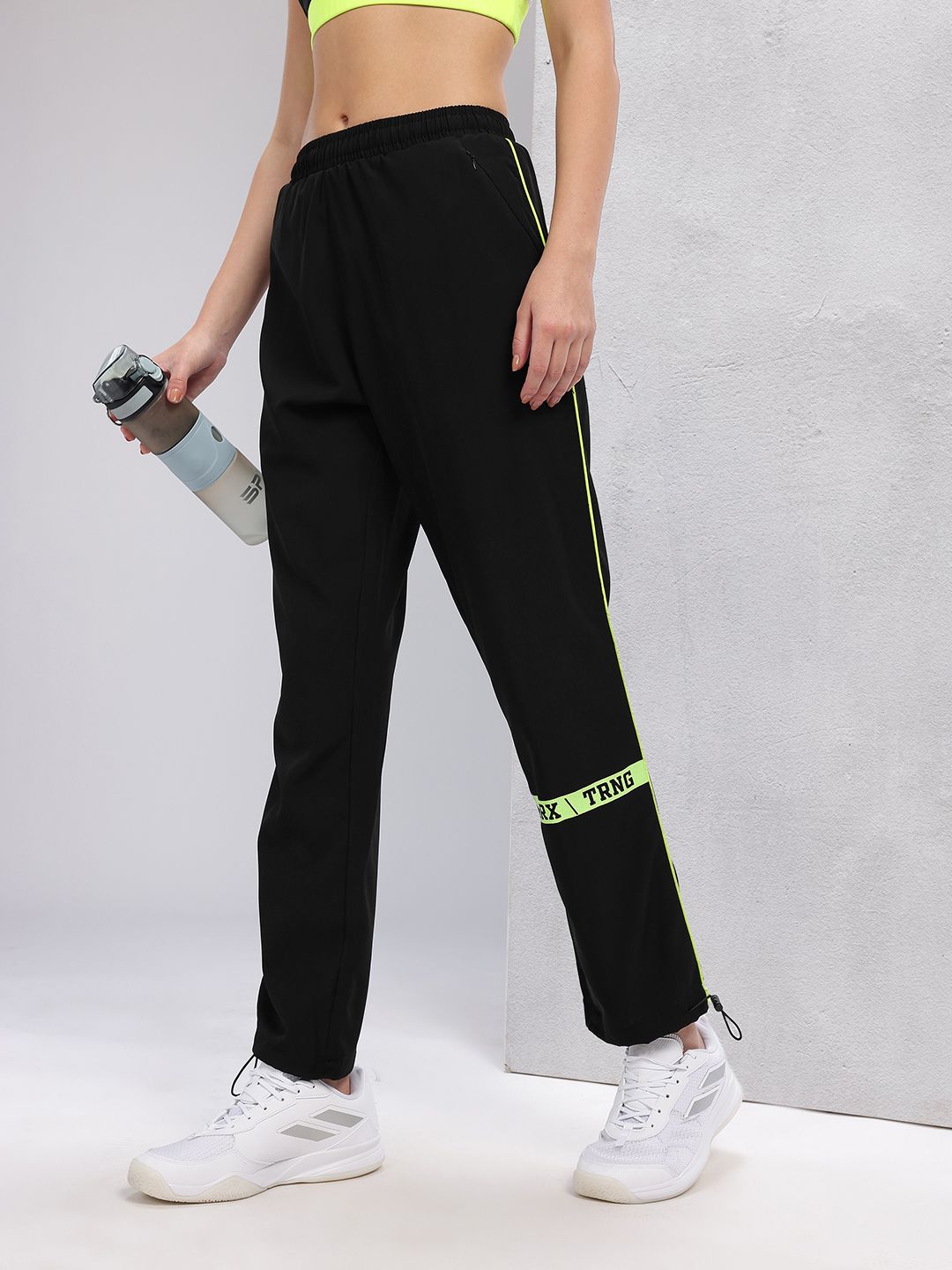 HRX by Hrithik Roshan Women Toggle Hem Contrast Piping Training Track Pants