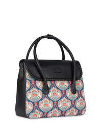 ZOUK Ethnic Motifs Printed Structured Jute Satchel Bag