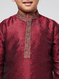 SOJANYA Boys Maroon Ethnic Motifs Thread Work Kurta