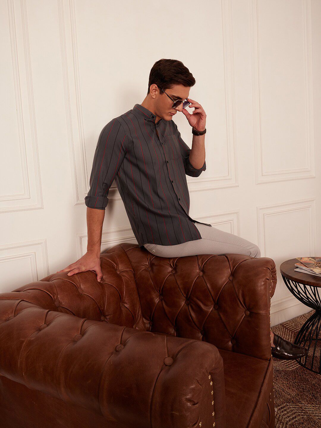 DENNISON Smart Striped Button-Down Collar Casual Shirt