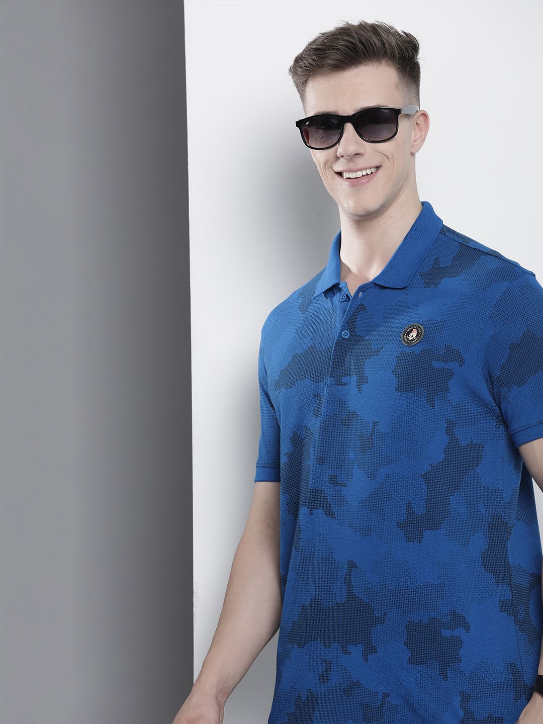 The Indian Garage Co Men Abstract Printed Polo Collar T-shirt