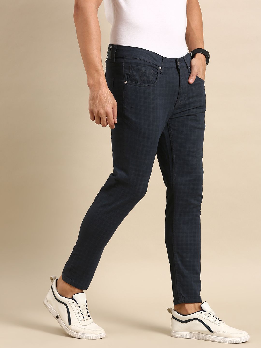 Being Human Men Mid-Rise Checked Chinos