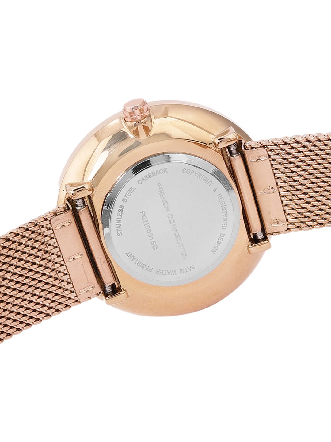 French Connection Women Green Patterned Dial Stainless Steel Bracelet Style Analogue Watch