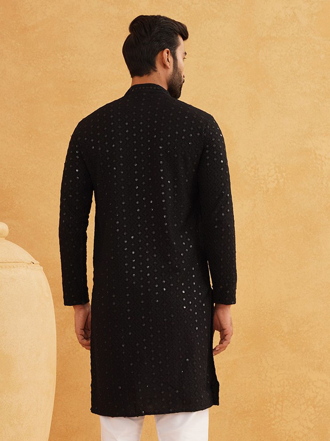 SOJANYA Kurta Kapas Tulen Berpayet Kolar Mandarin
