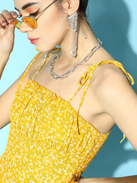 Berrylush Women Yellow Romantic Florals Dress