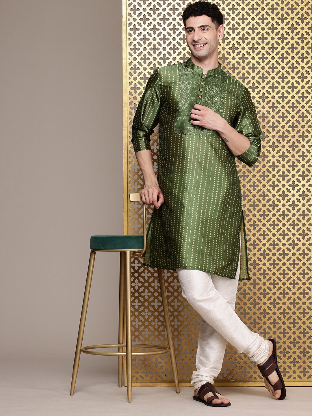 House of Pataudi Polka Dot Printed Jashn Kurta