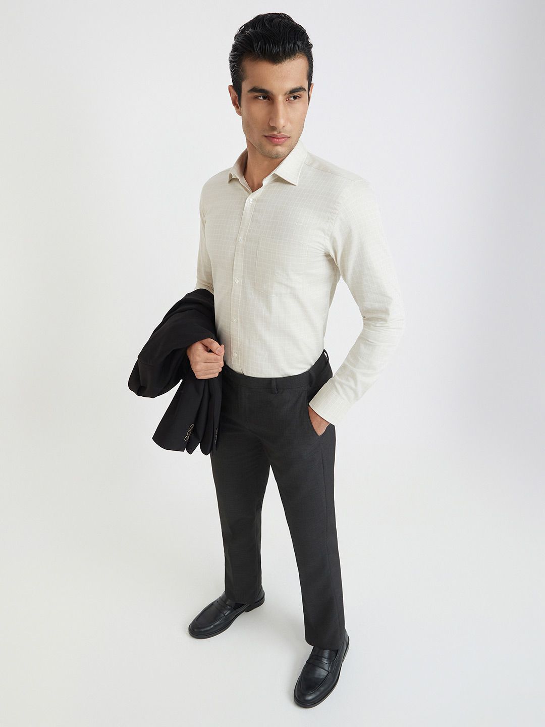 Park Avenue Slim Fit Windowpane Checked Formal Shirt