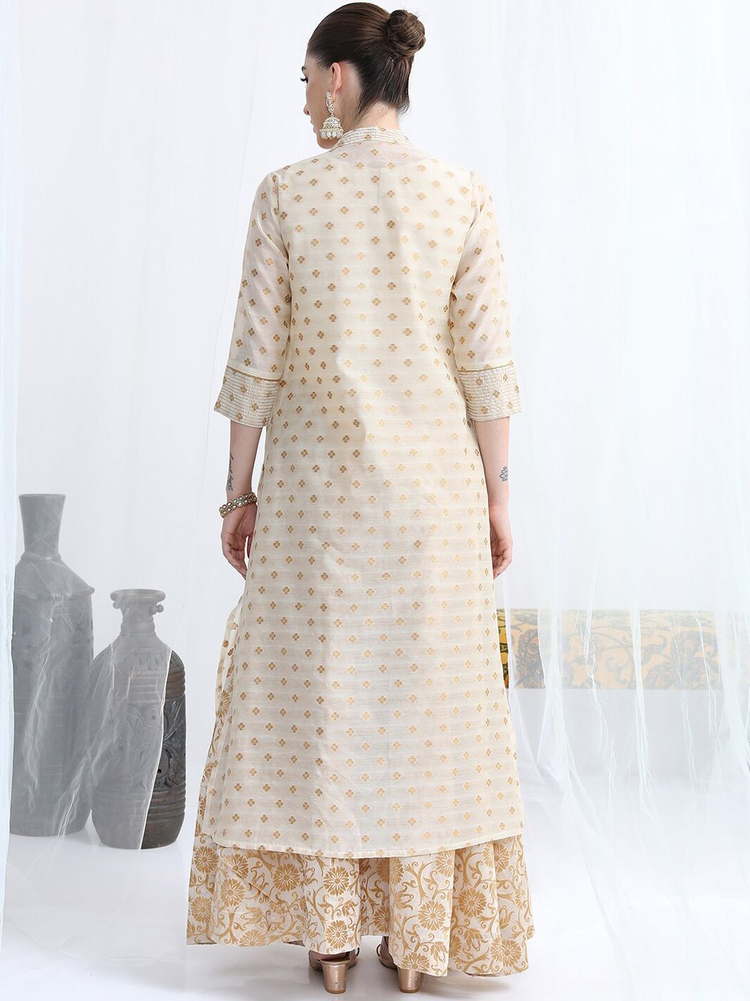 Vishudh Ethnic Motifs Woven Design Top & Skirt With A-Line Jacket