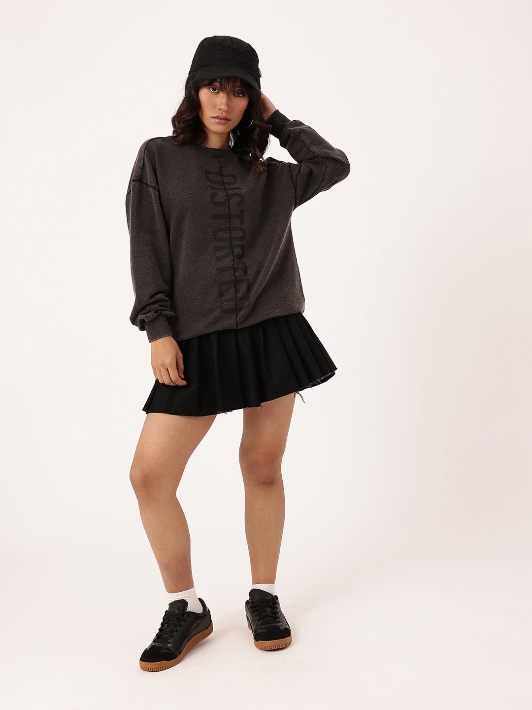 DressBerry Typography Printed Cotton Terry Oversized Sweatshirt