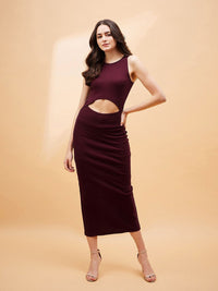 SASSAFRAS BASICS Sleeveless Cut-Outs Detail Bodycon Midi Dress