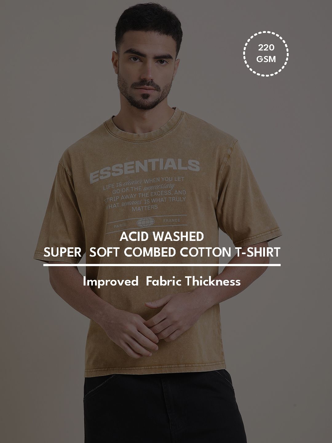 DILLINGER Men Oversized Short Sleeve Acid Washed Printed Tshirt