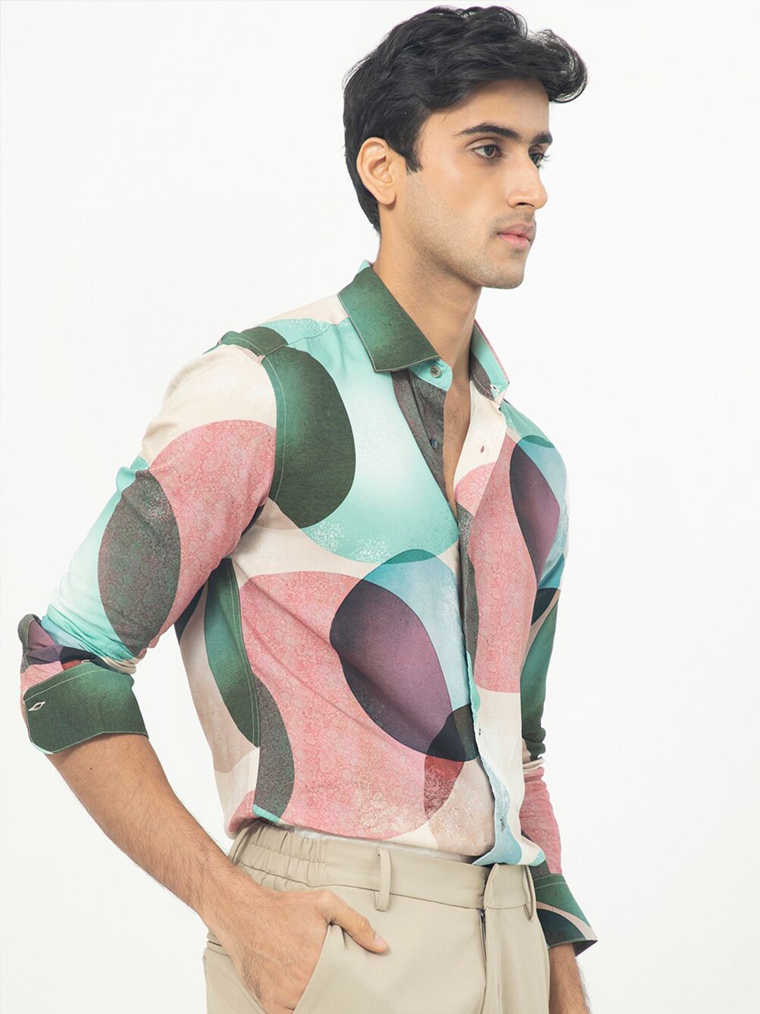 RARE RABBIT Men Drent Abstract Printed Slim Fit Shirt