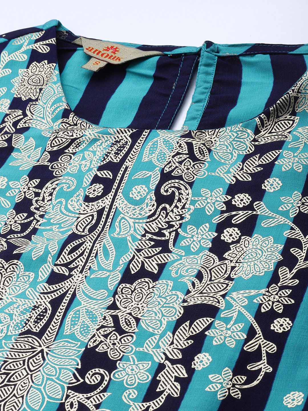 Anouk Striped Kurta with Palazzos & Dupatta