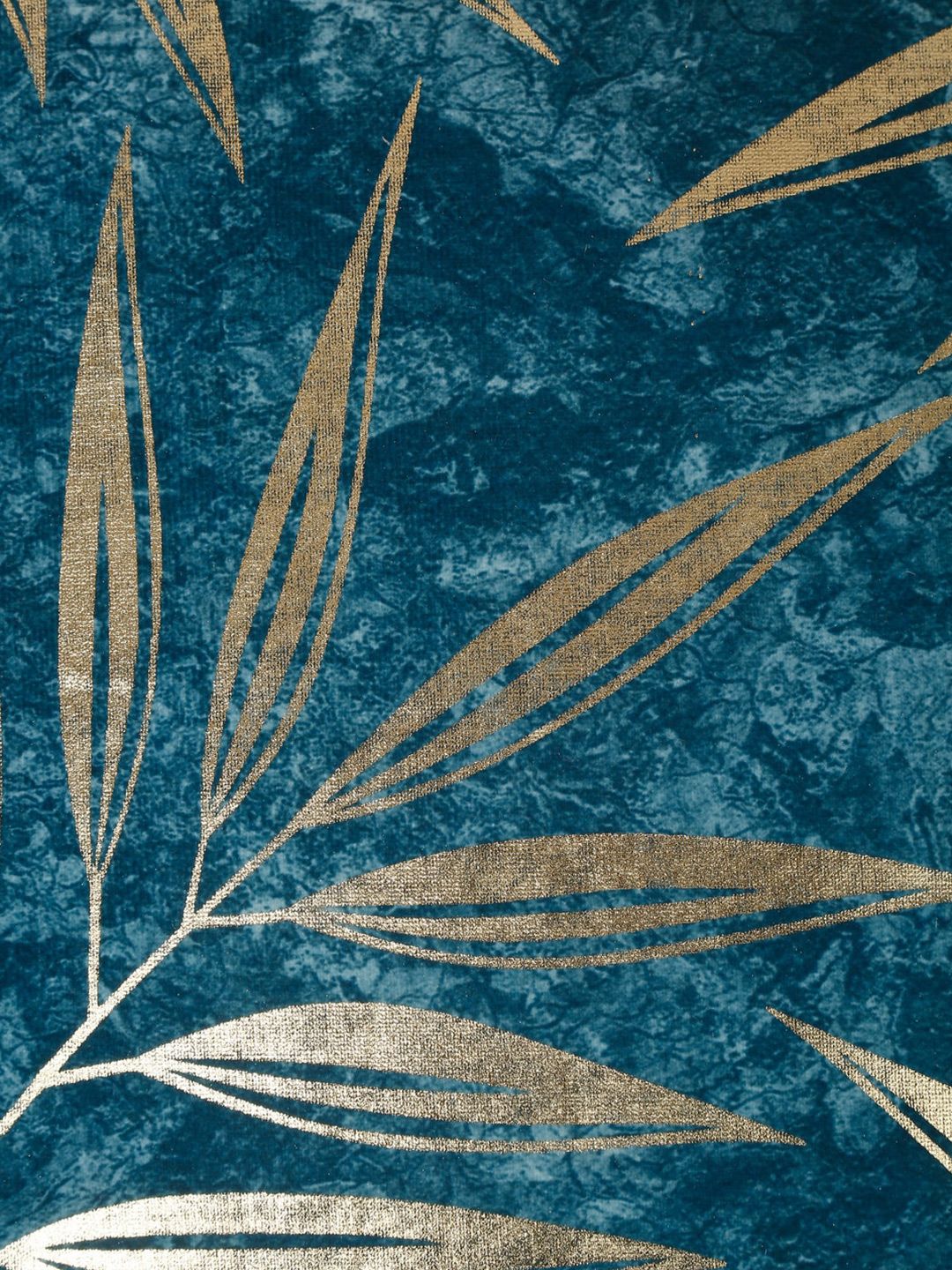 HOSTA HOMES Teal Green & Gold-Toned 5 Pieces Floral Velvet Square Cushion Covers