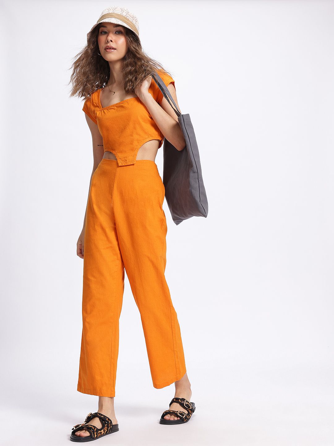 DressBerry Asymmetry Revival Crop Top with Trousers Co-ords