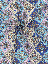 Monte Carlo Blue Ethnic Motifs Printed Cotton 144 TC Single Bedsheet Set 2.29 x 1.52 m