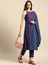 Anouk Women Floral Printed High Slit Kurta with Trousers & Dupatta Set