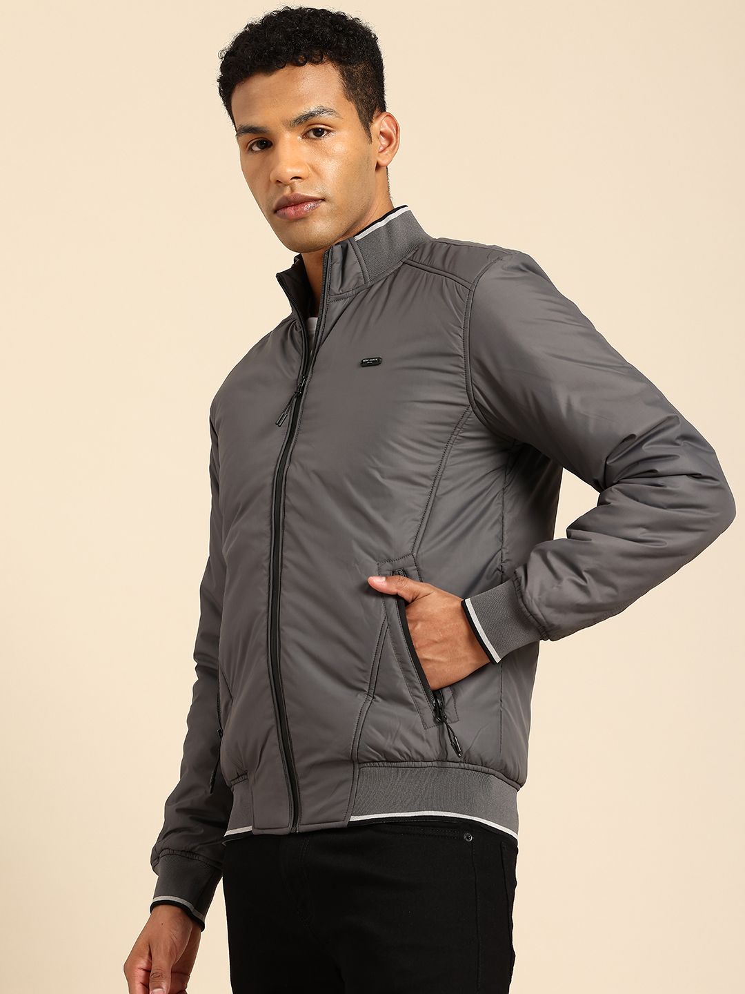 Being Human Padded Jacket with Ribbed Cuffs & Hem