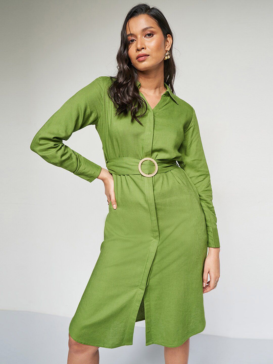 AND Belted Linen Shirt Dress