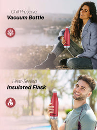 Pexpo Electro Red ISI Certified Thermosteel 24Hrs Hot & Cold Insulated Water Bottle 980ml
