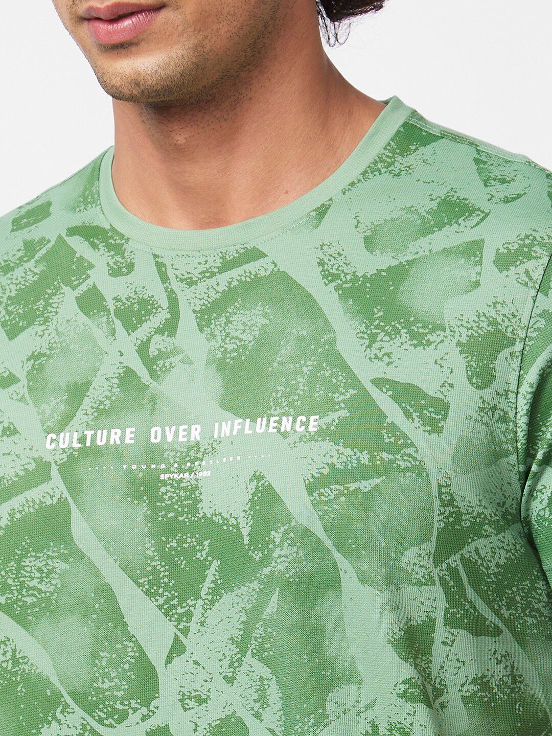 SPYKAR Abstract Printed Cotton T-Shirt