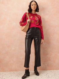 all about you Floral Embroidered Pure Acrylic Pullover