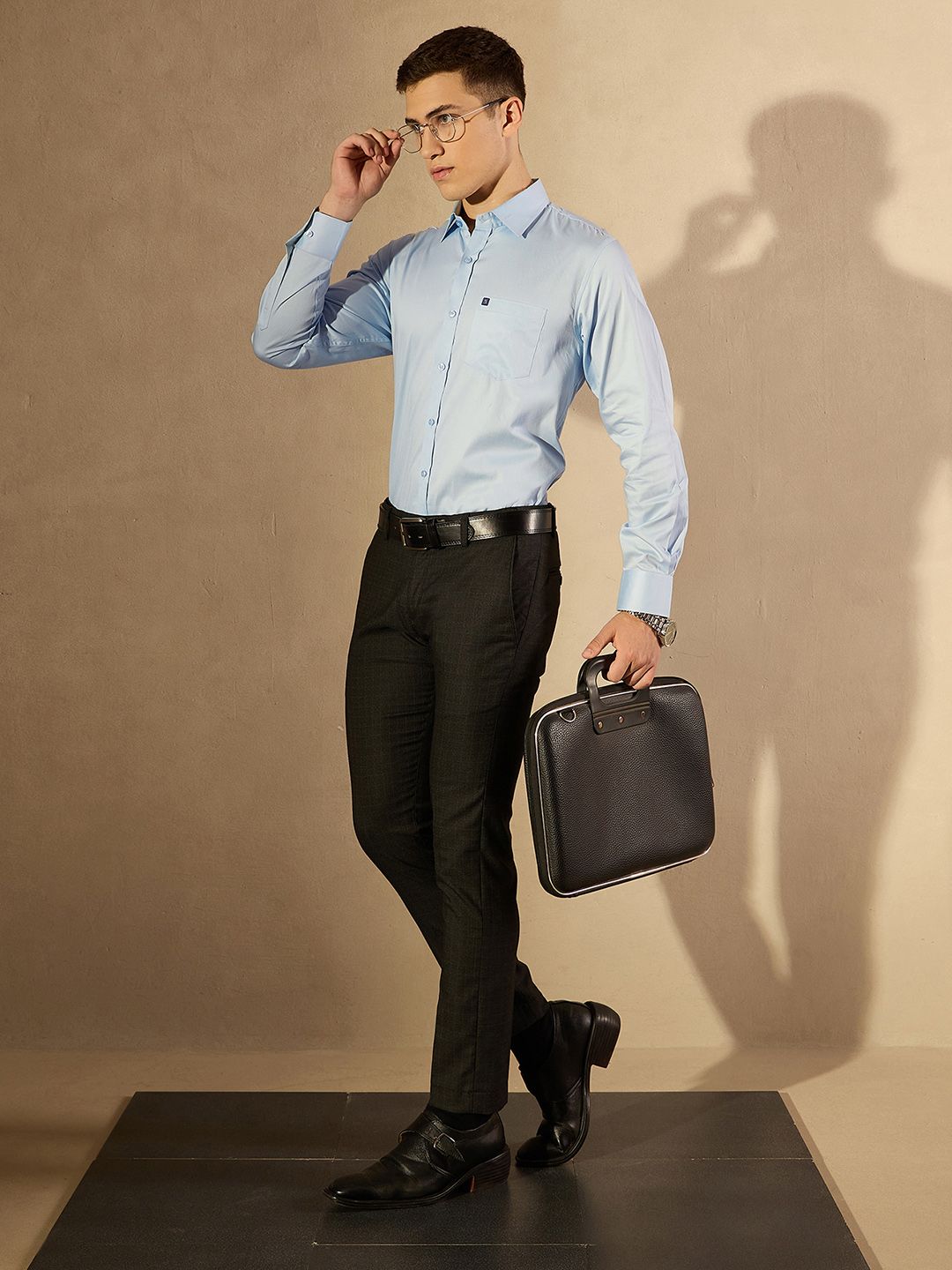 DENNISON Smart Solid Opaque Pure Cotton Satin Shirt