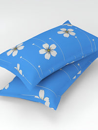 BOMBAY DYEING Blue Floral 144 TC Queen Bedsheet with 2 Pillow Covers