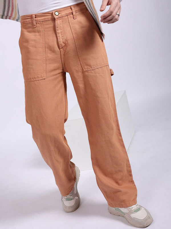 The Indian Garage Co Men Baggy Relaxed Fit Mid Rise Cotton Jeans