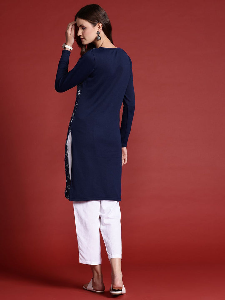 Anouk Geometric Woven Design Knitted Winter Kurta