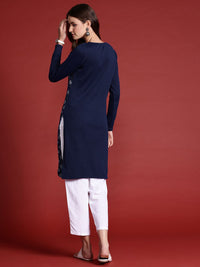 Anouk Geometric Woven Design Knitted Winter Kurta