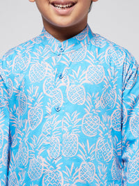 SOJANYA Boys Blue Floral Printed Kurta