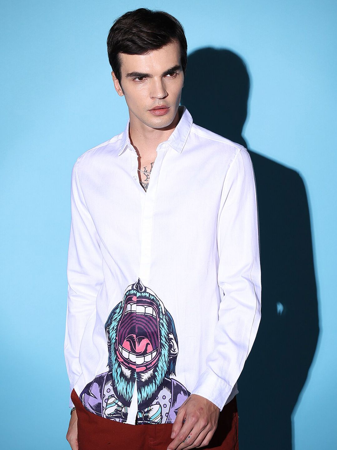 The Indian Garage Co Slim Fit Opaque Graphic Printed Cotton Party Shirt
