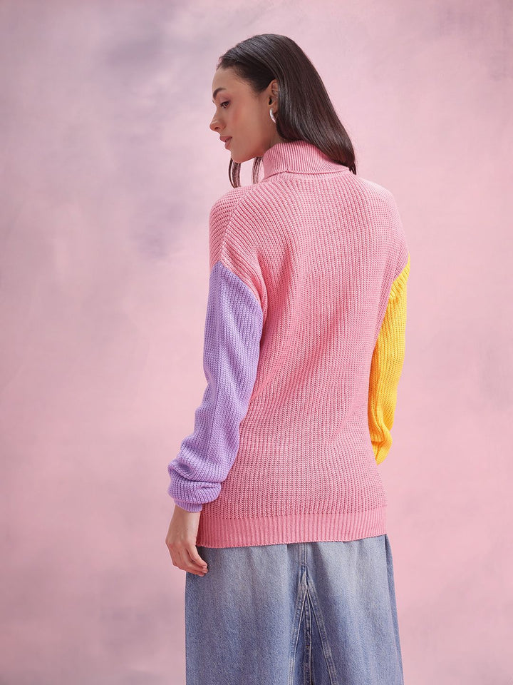 DressBerry Colourblocked Turtle Neck Pullover