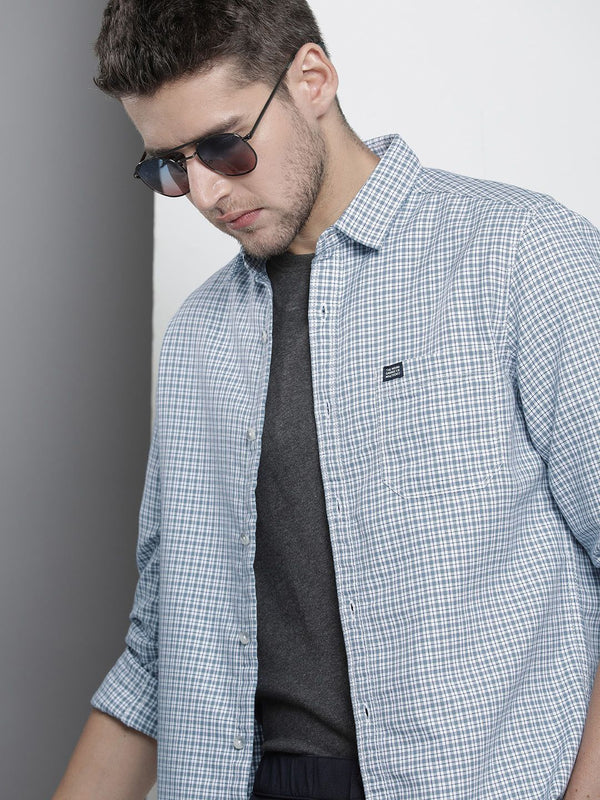 Lelaki Garage CO India Slim Fit Opaque Memeriksa Baju Kasual