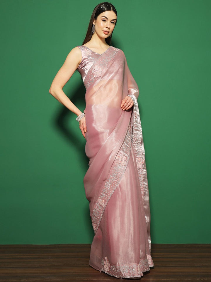 Saree mall Beads and Stones Organza Sarees