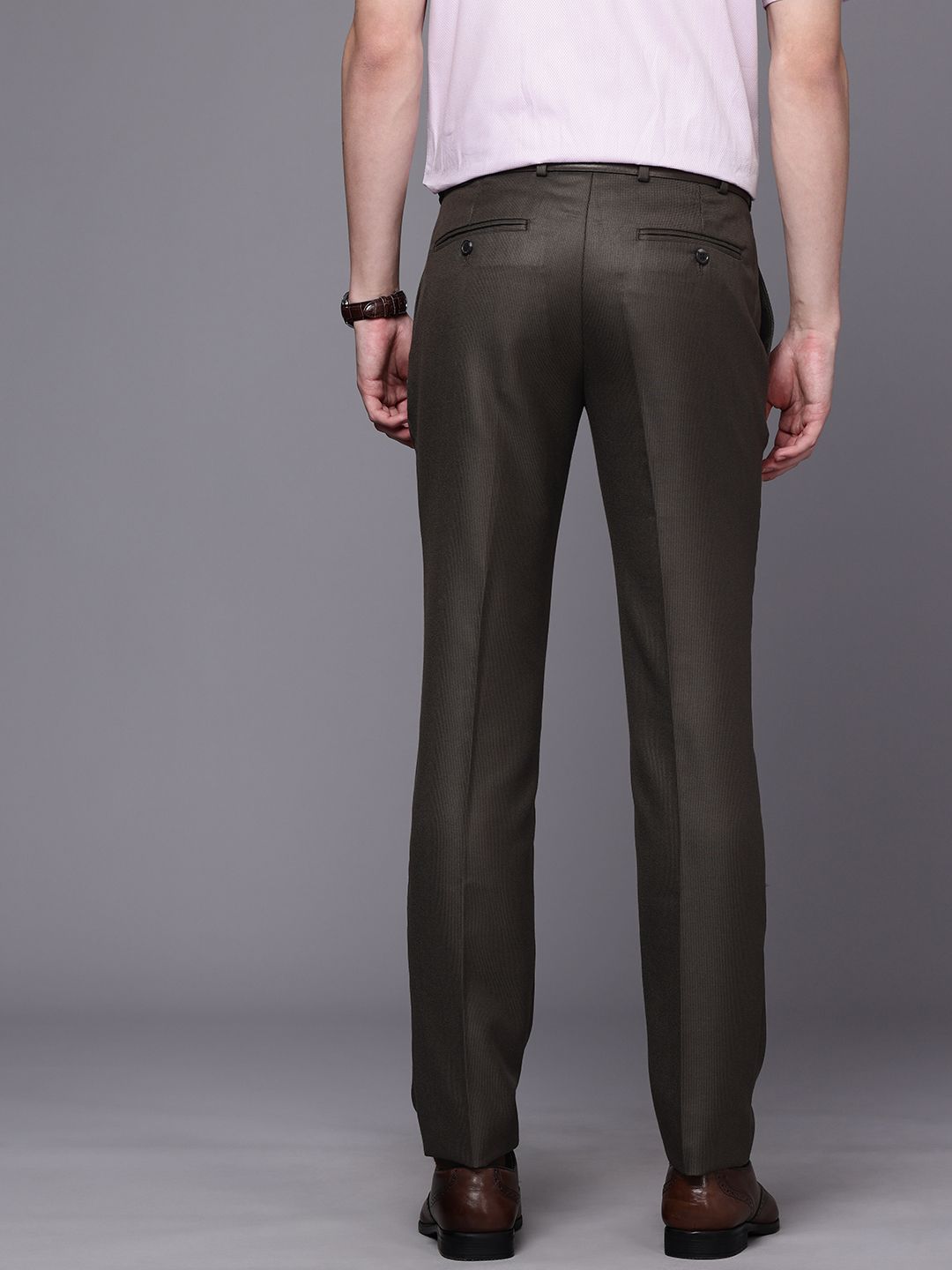 Raymond Men Textured Slim Fit Formal Trousers
