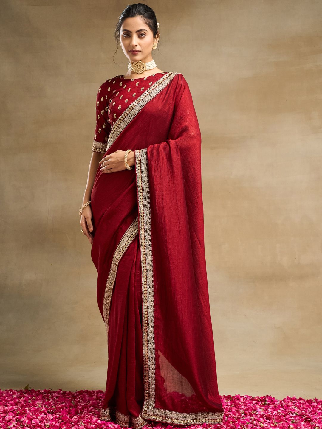 Saree Sutera Tulen Bersulam kasee