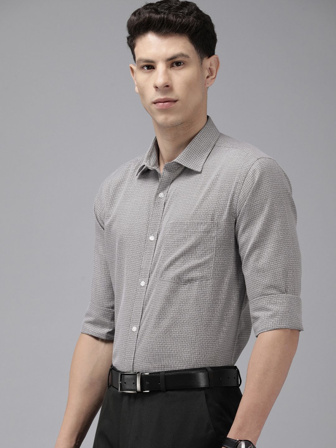 Park Avenue Self Design Slim Fit Textured Formal Shirt