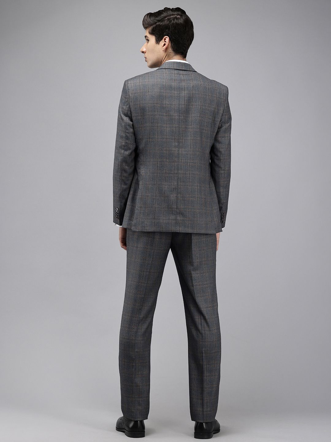 Park Avenue Checked Single Breasted Slim Fit 3-Peice Formal Suit