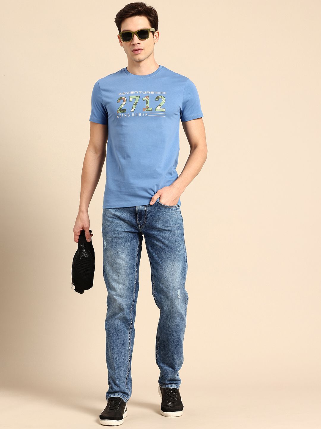 Being Human Typography Printed Pure Cotton Slim Fit T-shirt
