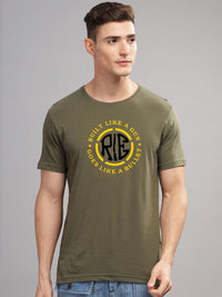 ADRO Men Sports Printed Applique T-shirt